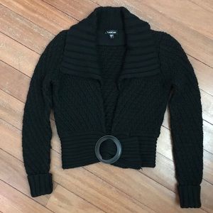 Bebe Black Cardigan Sweater with Buckle